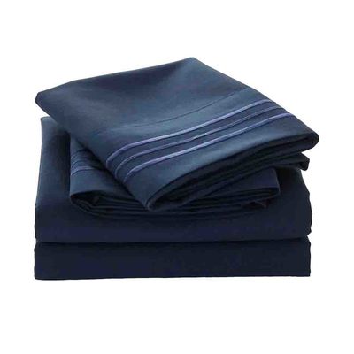 200TC Три строки вышивки Luxury Hotel Sheet Set с 100% полиэстером микроволокна