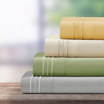 Микроволокно вышитые листы набор для 16 "Глубокий карманный матрас 3/4 шт на заказ Да