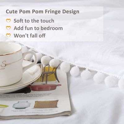 130 * 70 Плотность ткани Белый Pom Pom Fringe Покрытие одеяла и подушечник набор 3 шт.
